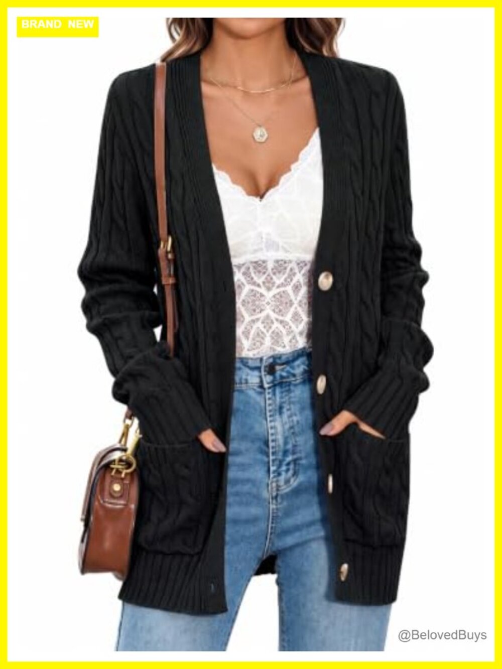 Cable Knit Button Up Oversized Cardigan Sweater